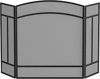 3 panneaux en fer forgé 48"(l) x 29"(h) pare-étincelles (noir)