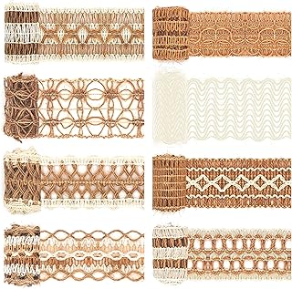 8 rouleaux de ruban en toile de jute naturelle avec rubans de dentelle