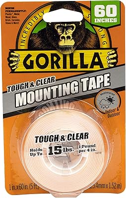 Ruban adhésif double face gorilla tuff & clear, 1" x 60", transparent
