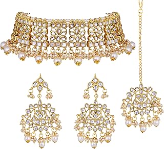 Ensemble collier ras du cou élégant en faux kundan pour mariage avec ensemble