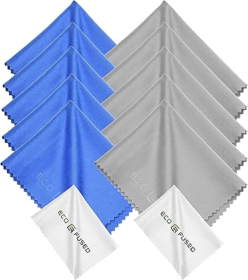 Chiffon de nettoyage en microfibre eco-fused - chiffon en microfibre bleu/gris 6 x