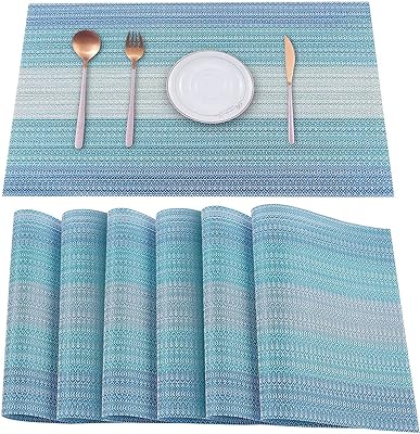 Ensemble de 6 sets de table de cuisine bleus hiloho, sets de table