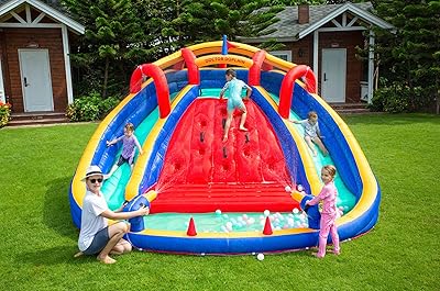 Toboggan aquatique gonflable double gt-wheel pour jeu extérieur pour enfants - double plaisir