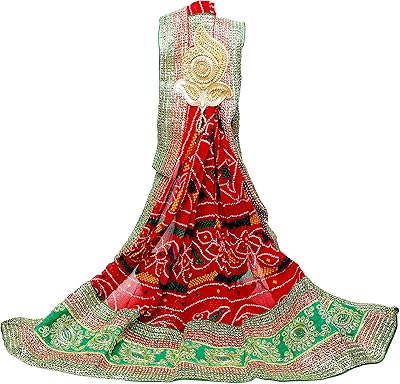 Aditri creation georgette red pooja chunri, chunari d'épaule, bandej chunni, veste pomcha