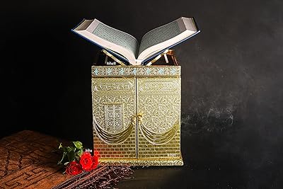 Boîte latiha® du saint coran en bois original, design islamique doré fait à