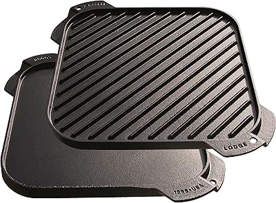 Gril/plaque chauffante réversible en fonte lodge lsrg3, 10,5 pouces, noir
