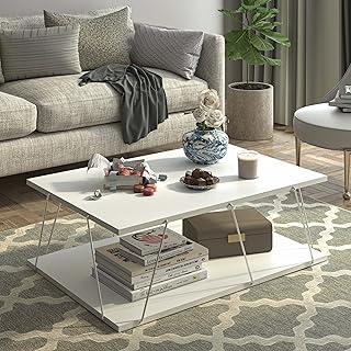 Table basse moderne fabriquée en turquie pour salon, facile à assembler - blanc