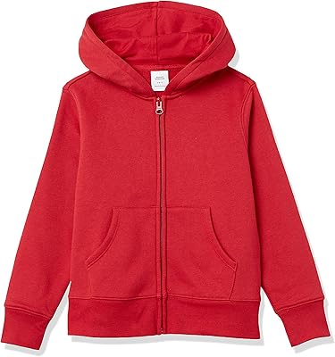 Sweat à capuche zippé amazon essentials pour petite fille, rouge, taille 4t