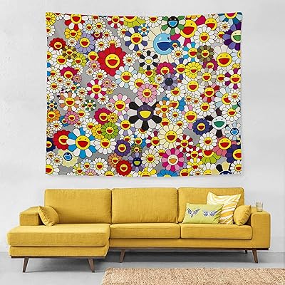 Takashi murakami art mural floral à suspendre décoration de salon chambre coucher indienne