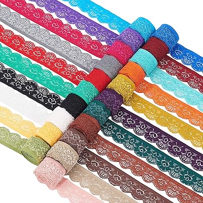 Penecrete 1" large fleur dentelle ruban élastique dentelle garniture couleurs assorties pour artisanat