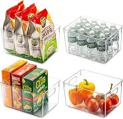 Ensemble de 4 bacs de rangement et d'organisation des aliments en plastique transparent