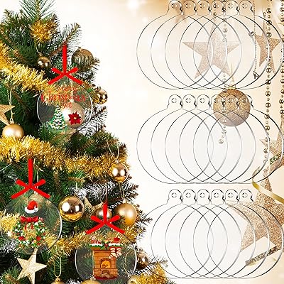 Trounistro 60 pièces rondes transparentes en acrylique ornements de noël transparents