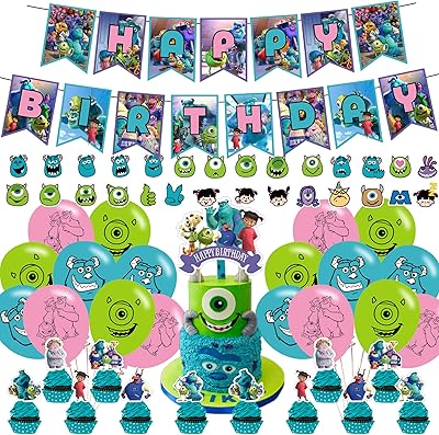Fournitures de fête d'anniversaire monster-inc comprenant une bannière une décoration gâteau