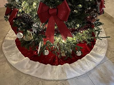 Jupe de sapin de noël en velours avec fourrure fabriquée à la main