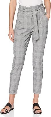 Pantalon large à carreaux taille haute vimaeva avec ceinture à nouer vero moda