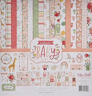 Ensemble de papier de collection welcome baby girl d'eco park paper company, 12