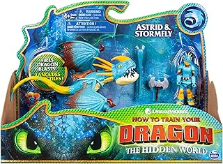 Dreamworks dragons stormfly et astrid un dragon avec une figurine viking en armure