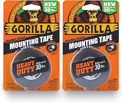 Ruban adhésif double face robuste gorilla 1 x 60" - noir