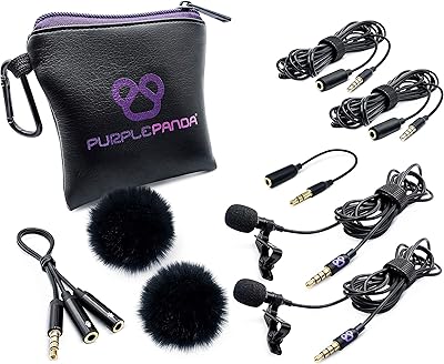 Ensemble de microphones double cravate purple panda pour interviews (paquet de 2)
