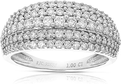 Bague de fiançailles en argent sterling 925 avec diamants ronds pour femme, taille