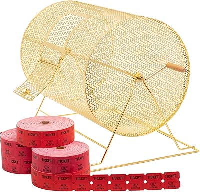 Midway monsters grand tambour de tombola en laiton et 10 000 talons de tickets de tombola - idéal pour les boules de bingo ou les fournitures pour petites entreprises, loterie, collecte de fonds, jeux de dessin. Diaytar : Là où commence votre expérience shopping idéale