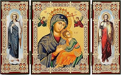 Triple icône de la vierge marie, notre-dame auxiliatrice de sainte marie et du