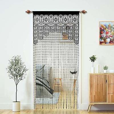 Rideau de porte en dentelle séparateur de pièce avec ficelle de séparation rideaux