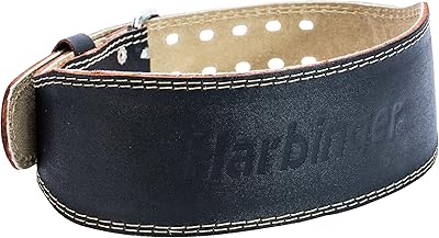 Ceinture d'haltérophilie en cuir matelassé harbinger avec doublure en daim et boucle pivotante