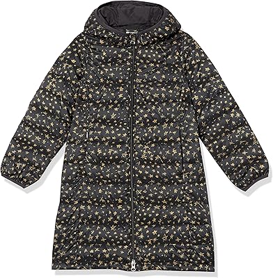 Doudoune longue légère à capuche amazon essentials pour filles, noir, moyen