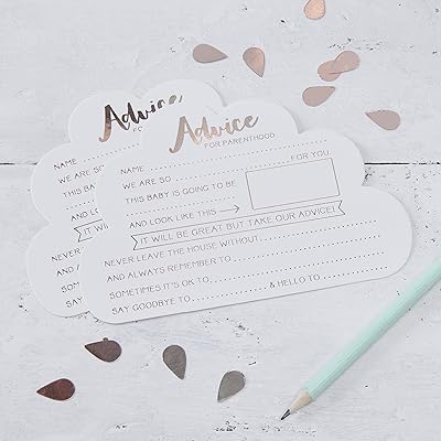 Cartes de conseils pour fête prénatale ginger ray cloud et or rose