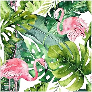 Papier peint amovible aquarelle à décoller et coller flamant tropical rose/a