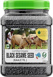 Bliss of earth 600 g de graines de sésame noires non décortiquées, kaale