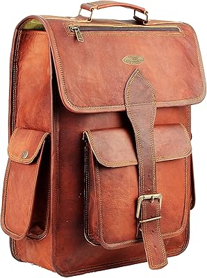 Sac à dos en cuir véritable de 16 pouces pour femmes et hommes