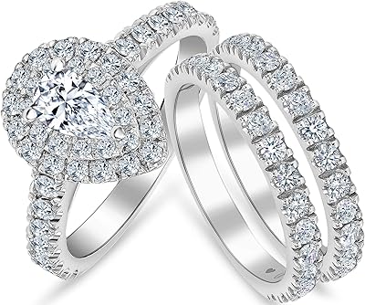 Bague de fiançailles en diamant en forme de poire de 200 carats or
