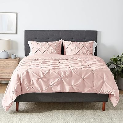Couvre-lit plissé matelassé amazon basics, taille double/queen, blush