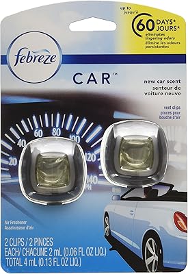 Désodorisant pour voiture febreeze, parfum de voiture neuve, éliminateur d'odeurs puissantes et clips