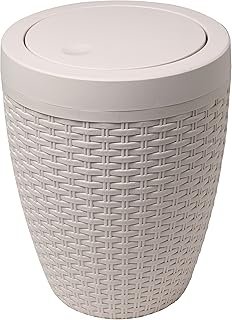 Meuble de salle de bain rond en imitation rotin addis avec couvercle pivotant