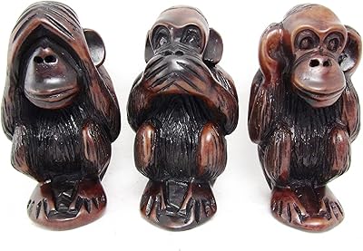 Statues de 3 singes sages blue orchid ne voyez aucun