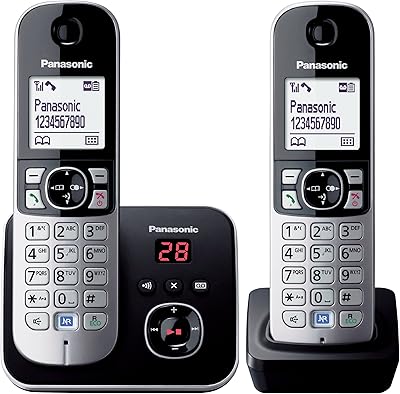Panasonic kx-tg6822eb kit téléphone sans fil double dect avec répondeur