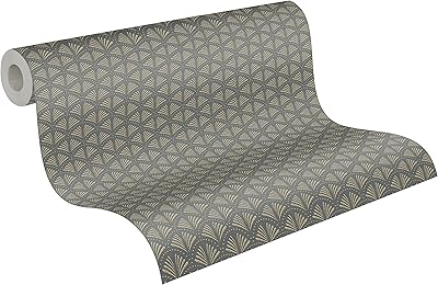 Papier peint géométrique trendwall intissé 10,05 m x 0,53 m noir métallisé fabriqué
