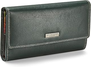 Portefeuille woodland 100 % cuir véritable pour femme, portefeuille multi-porte-cartes avec blocage rfid