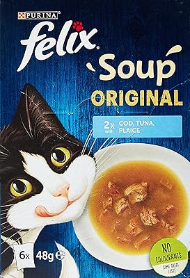 Purina felix original 2x soupe au morue, thon et bliss, 48 ​​​​g, paquet