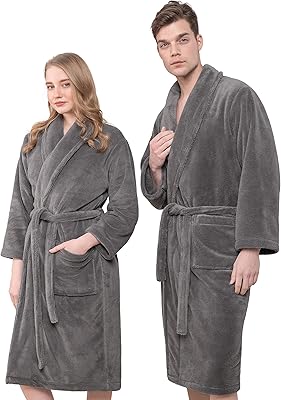 Peignoir polaire chaud en lin doux pour hommes et femmes peignoir