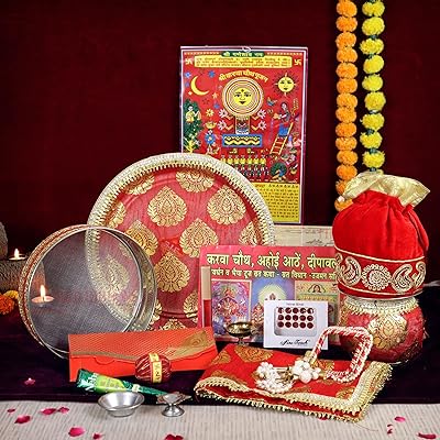 Ted ribbons karwa chauth pooja thali set