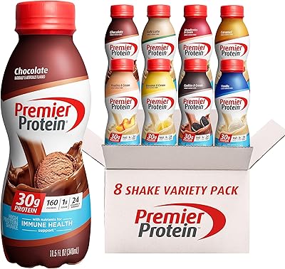 Premier protein shake, pack varié de 8 saveurs, 30 g de protéines, 1
