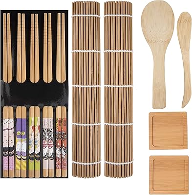 Kit de fabrication de sushis, tapis à sushis en bambou, comprenant 2 tapis