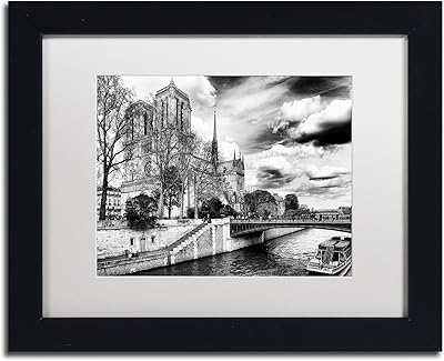 Cathédrale notre dame paris ii par philippe hugonnard, blanc mat, cadre noir 11"