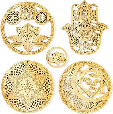 5.3" ensemble de décoration murale en bois doré de 4 pièces art