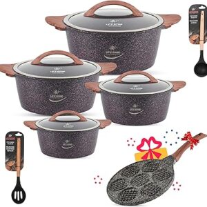 Batterie de cuisine 10 pièces - ensemble de casseroles life smile fond à induction, revêtement antiadhésif en granit 100% sans pfoa, ensemble de cuisson en aluminium moulé sous pression comprenant des cocottes et des ustensiles en silicone | 20/24/28/32cm | (violet). Faites des économies avec Diaytar, le leader du e-commerce discount au Sénégal