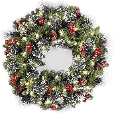 Couronne de noël artificielle lumineuse national tree company avec décorations mixtes et lumières